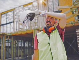 Worker suffering from heat stress