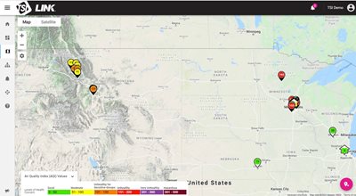 TSI Link’s map shows public customer-owned devices that can help all users stay safe by seeing where air pollution is a risk. | Click to enlarge
