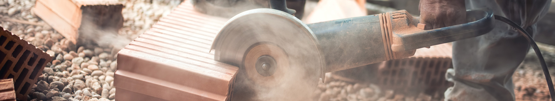 Fine dust is produced when cutting bricks